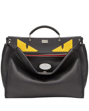 Fendi Peekaboo In Black Roman Leather 7VA388 Black
