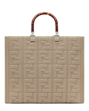 Fendi Sunshine Medium FF Fabric Shopper Gray
