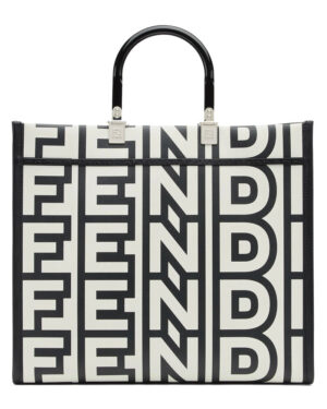 Fendi Sunshine Medium Two-tone printed leather Fendi Roma Capsule Shopper 8BH386 Black