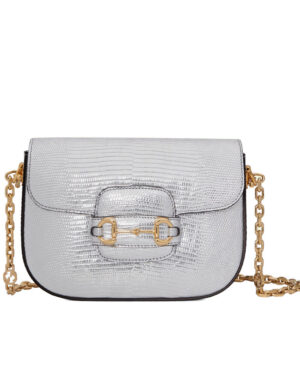Gucci Horsebit 1955 Lizard Mini Bag 675801 Silver