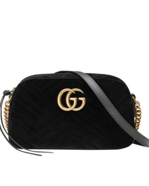 Gucci GG Marmont velvet small shoulder bag 447632 Black
