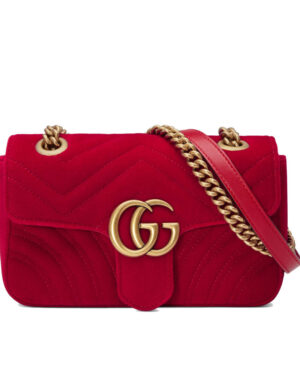 Gucci GG Marmont velvet mini bag 446744 Red