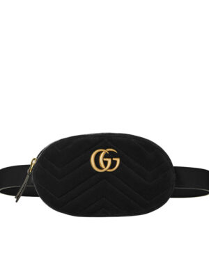Gucci GG Marmont matelasse velvet belt bag 476434 Black