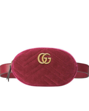 Gucci GG Marmont matelasse velvet belt bag 476434 Mauve