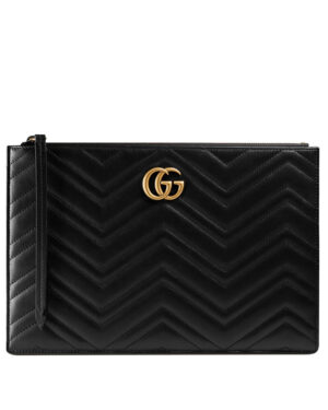 Gucci GG Marmont matelasse leather pouch 476440 Black