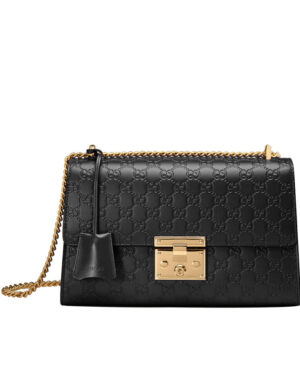 Gucci Padlock medium Gucci Signature shoulder bag 409486 Black