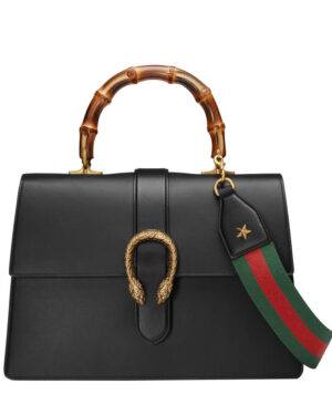 Gucci Women’s Dionysus Leather Top Handle Bag 421999 Black