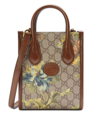 Gucci GG Carnation Print Mini Tote Bag 671623 Green