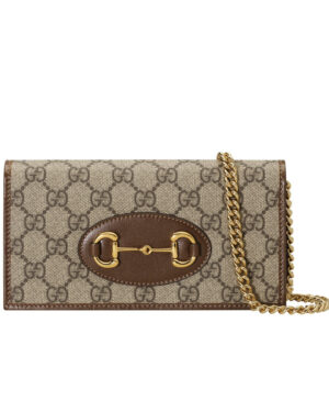 Gucci 1955 Horsebit Wallet With Chain 621892S Coffee