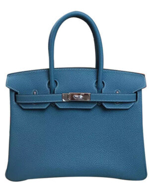 Hermes Birkin 30 Bag Togo Leather Blue