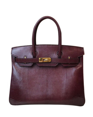 Hermes Birkin 30 Rouge Exotic Lizard Bag Mauve