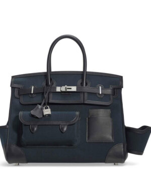 Hermes Birkin 35 Canvas & Swift Leather Cargo Dark blue