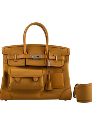 Hermes Birkin 35 Canvas & Swift Leather Cargo Light Coffee