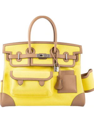 Hermes Birkin 35 Canvas & Swift Leather Cargo Yellow