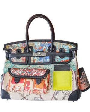 Hermes Birkin 35 Canvas & Swift Leather Cargo Graffiti Black