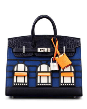 Hermes Sac Faubourg Birkin 20 So Matte Alligator Hardware Blue