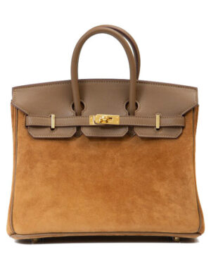 Hermes Birkin 25 Gris Caillou & Etoupe Grizzly and Swift Palladium Hardware Coffee