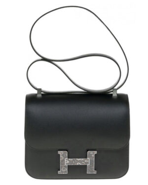 Hermes Constance 18 Mini Bag Epsom Leather Lizard Buckle Black