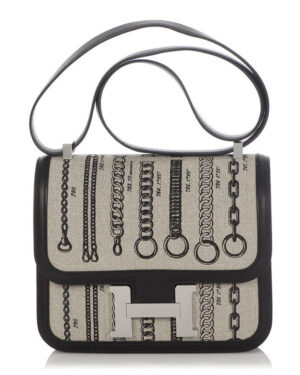 Hermes Constance 24 Limited Edition De Camp Dechainee Toile Bag Black