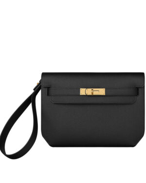 Hermes Kelly Depeches 25 Pouch Black