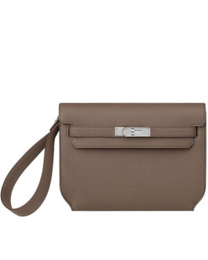 Hermes Kelly Depeches 25 Pouch Gray