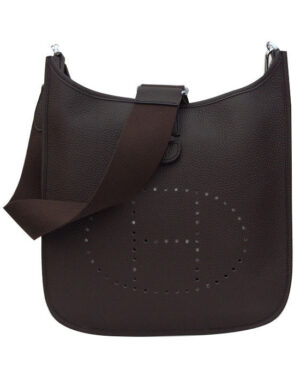 Hermes Tan Evelyne Shoulder Togo III PM Bag Dark Coffee