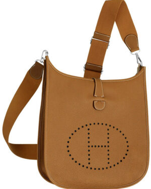 Hermes Tan Evelyne Shoulder Togo III PM Bag Light Coffee