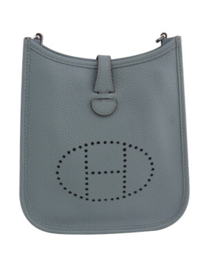 Hermes Tan Evelyne Shoulder Togo II TPM Bag Light Blue