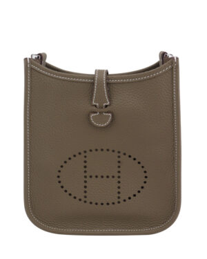 Hermes Tan Evelyne Shoulder Togo II TPM Bag Gray