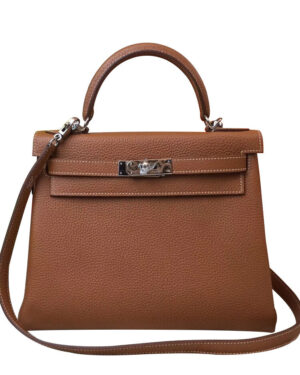 Hermes Kelly Bag 25 Togo Leather Light Coffee