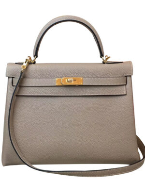 Hermes Kelly Bag 28 Togo Leather Light Gray