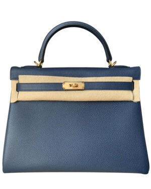 Hermes Kelly Bag 32 Togo Leather Dark Blue