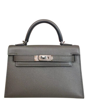 Hermes Kelly Bag 19 Epsom Leather Dark Gray