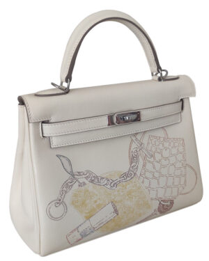 Hermes Kelly 25 Retourne In & Out handbag Cream