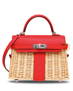 Hermes Kelly Picnic Mini Osier / Swift Vert Verone Red