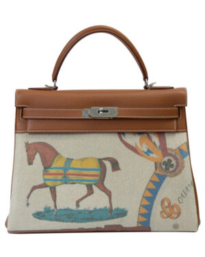Hermes Covers and Daywear Returns Kelly 32cm of Fauve Barenia Leather Coffee
