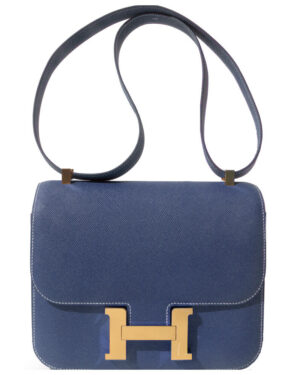 Hermes Epsom Constance 24cm Palladium Hardware Dark Blue