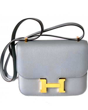 Hermes Epsom Constance 24cm Palladium Hardware Light Blue