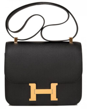 Hermes Epsom Constance 24cm Palladium Hardware Black