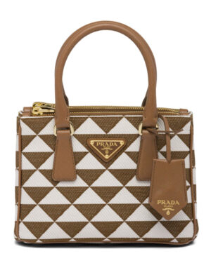 Prada Galleria Embroidered Jacquard Fabric Micro-bag Coffee