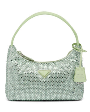 Prada Satin Mini-bag With Artificial Crystals Green
