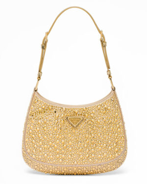 Prada Cleo Satin Bag With Crystals 1BC169 Golden