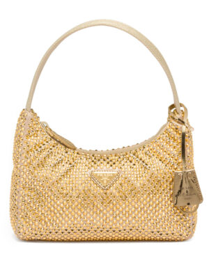 Prada Satin Mini-bag With Crystals 1BC515 Golden