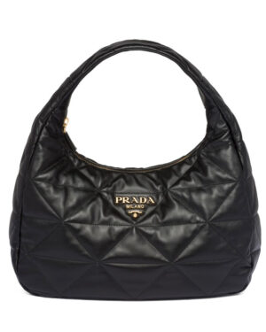 Prada Large, Topstitched Nappa-leather Bag 1BC183 Black