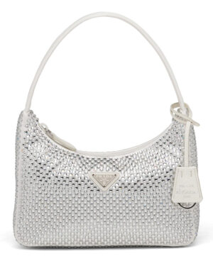Prada Satin Mini-Bag With Artificial Crystals 1NE515 White