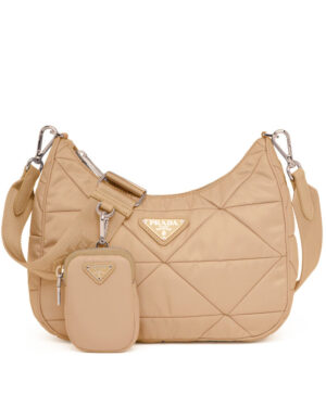 Prada Padded nylon shoulder bag 1BC151 Apricot