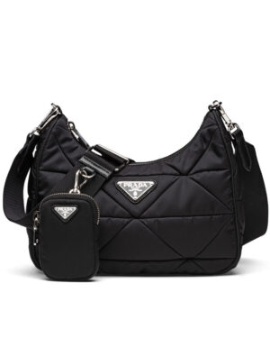 Prada Padded nylon shoulder bag 1BC151 Black