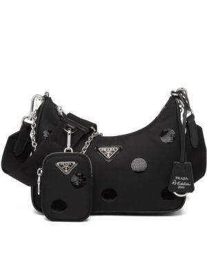 Prada Re-Edition 2005 Re-Nylon polka-dot bag 1BH2045 Black