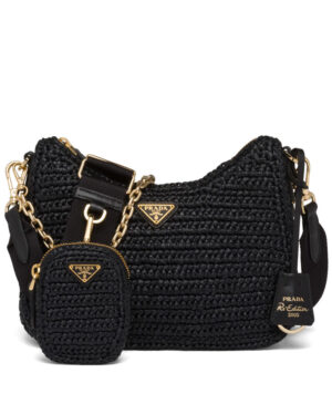 Prada Re-Edition 2005 Raffia Bag 1BH204 Black