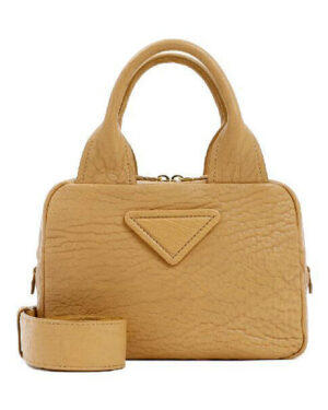 Prada Logo Pebble Leather Tote Bag 1BB0881 Apricot
